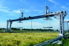 ZALF experimental site at Dedelow with gantry crane for gas flux measurement