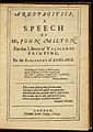 Image 24First page of John Milton's 1644 edition of Areopagitica, in which he argued forcefully against the Licensing Order of 1643 (from Freedom of speech)