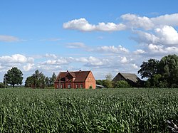 View of village of Dąbrowa Wielka, Nowa Wieś Wielka commune