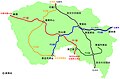 东莞轨道交通计划路线图（单线图：R1．R2．R3．R4．广深）