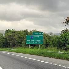 PR-2 west approaching exit 183 to PR-121 in Rayo, Sabana Grande