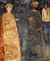 A fresco depicting sebastocrator Kaloyan and Desislava, the patrons of Boyana church