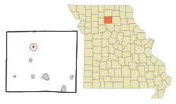 珀丁在林县及密苏里州的位置（以红色标示）