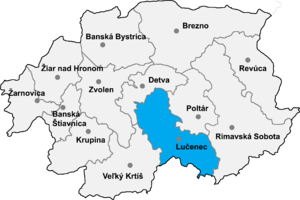 Location of Lučenec District in the Banská Bystrica Region