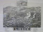 A map of Lisbon showing Brigham's Hotel before it was destroyed in the fire, circa 1883