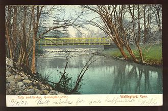 位于昆尼皮亚克河的桥和瀑布1907年
