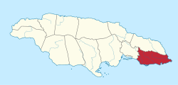 圣托马斯区在牙买加的位置