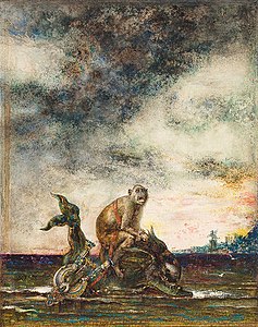 The Monkey and the Dolphin, from La Fontaine's Fables (1880s), watercolor, private collection