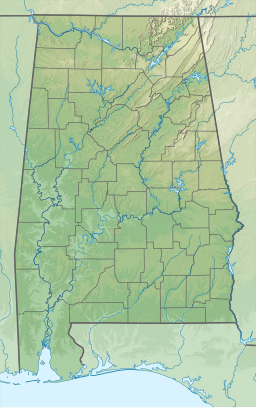 Location of Pickwick Lake on the border of Alabama, Mississippi, and Tennessee, USA.