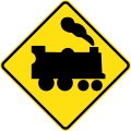 (W7-7) Railway Level Crossing ahead (left)