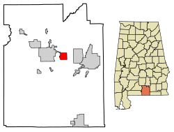 Location of Sanford in Covington County, Alabama.