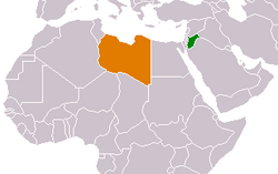 Map indicating locations of Jordan and Libya