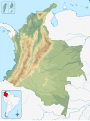 Mapa en blanco del relieve continental de Colombia