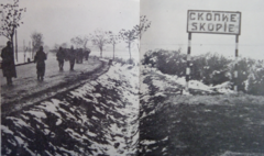 Soldiers on a road into Skopje