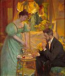 The tea (Portrait of Juliette and Rodolphe Wytsman), Herman Richir, c. 1898