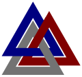 The valknut as closed 3-link chain (Knot Atlas L6n1)