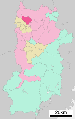 Location of Yamatokōriyama in Nara Prefecture