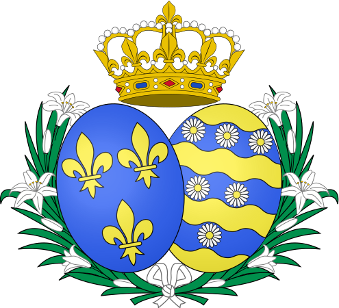 图为安茹公爵夫人玛丽·玛格丽特的纹章，她是法国王位继承人波旁的路易斯的妻子。