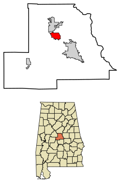 Location of Thorsby in Chilton County, Alabama.