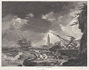 Marie Rosalie Bertaud after Claude-Joseph Vernet, Effect of Thunder [Effet du tonnerre], c. 1755–85, engraving