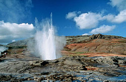 The Great Geysir erupting in 2000