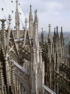 Buttresses and pinnacles on the east end