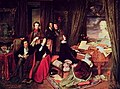 Image 30Josef Danhauser's 1840 painting of Franz Liszt at the piano surrounded by (from left to right) Alexandre Dumas, Hector Berlioz, George Sand, Niccolò Paganini, Gioachino Rossini and Marie d'Agoult, with a bust of Ludwig van Beethoven on the piano (from Romantic music)