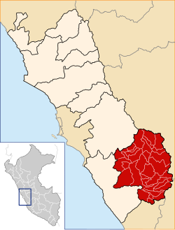 Location of Yauyos in the Lima Region
