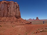 Typical Organ Rock angled skirts, below De Chelly Sandstone, Monument Valley