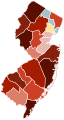 Image 40Map of counties in New Jersey by racial plurality, per the 2020 census Legend Non-Hispanic White   30–40%   40–50%   50–60%   60–70%   70–80%   80–90% Black or African American   40–50% Hispanic or Latino   40–50% (from New Jersey)
