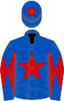 Royal blue, red star, diabolo on sleeves and star on cap