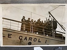 Jewish athletes from Latvia aboard the Regele Carol I traveling to the 1935 Maccabiah games in Israel (then British Mandated Palestine).