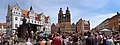 Market square, with ancient town hall, statue of Martin Luther and Stadtkirche