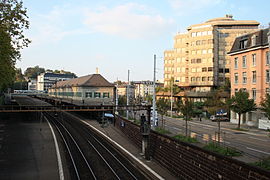 The station platforms (bed of former track 3 to the left)