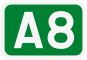 A8 motorway shield}}