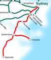 Map of the Illawarra and Cronulla lines