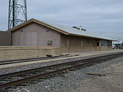 Santa Fe Railroad Depot, built in 1895. The building serves as the offices of BNSF-MOW (Burlington Northern Santa Fe - Maintenance of Way). It is listed in the Glendale Arizona Historical Society.