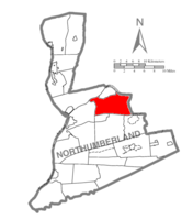 Map of Northumberland County, Pennsylvania highlighting Rush Township