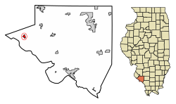Location of Prairie du Rocher in Randolph County, Illinois.