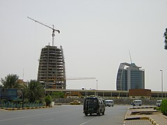 Development in Khartoum in 2009, with the PDOC Headquarters on right and the under-construction GNPOC Tower on left