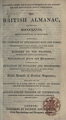 Cover of the 1828 British Almanac