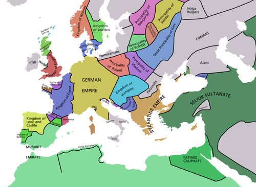 Map of Europe in 1092