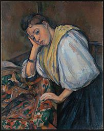 保罗·塞尚, Young Italian Woman at a Table, 1895