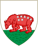 The historical coat of arms of Madrid, showing either the small or big dipper on a bear.