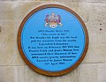 Blue plaque outside The Eagle, Cambridge