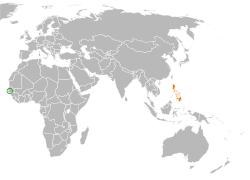 Map indicating locations of The Gambia and Philippines