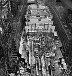 USS Illinois in July 1945, just weeks before construction was canceled