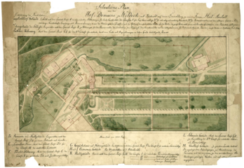 Plan of the palace and its surrounding gardens in 1839