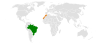 Location map for Brazil and Morocco.