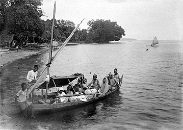 A small orembai with a crab claw sail in Rumahkay, Seram Island